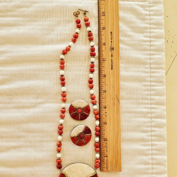 Vintage, beaded, statement necklace and earrings, excellent condition - Picture 2 of 15